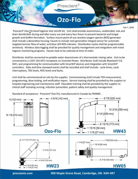 Ozo-FLO Self-Disinfecting Sink Kit