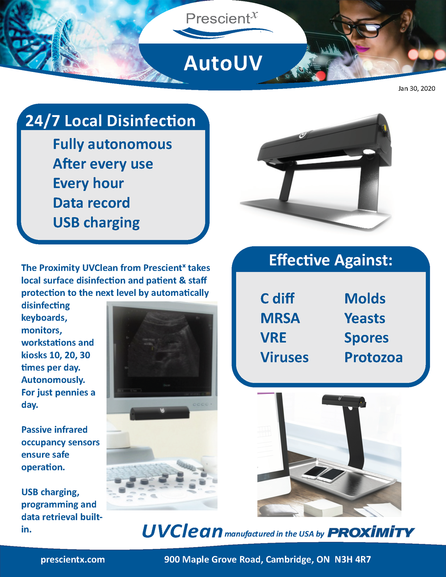 Surface Mount AutoUV Monitor & Keyboard Disinfector