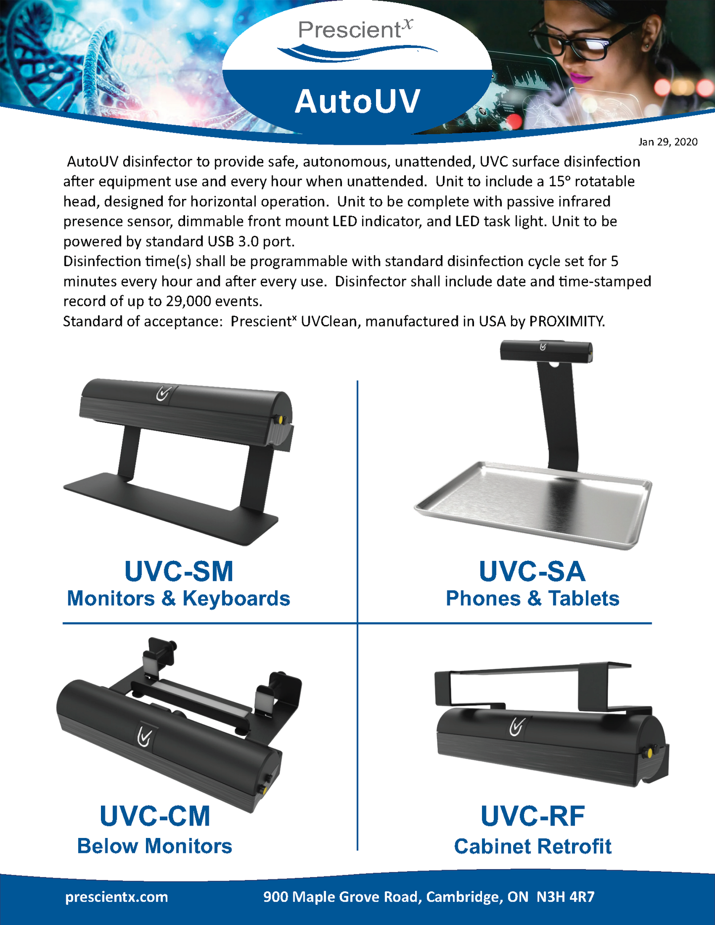 Surface Mount AutoUV Monitor & Keyboard Disinfector